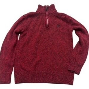 Chaps Sweater Boys Sz Large 14/16 Red & Black Quarter Zip Long Sleeve Cotton